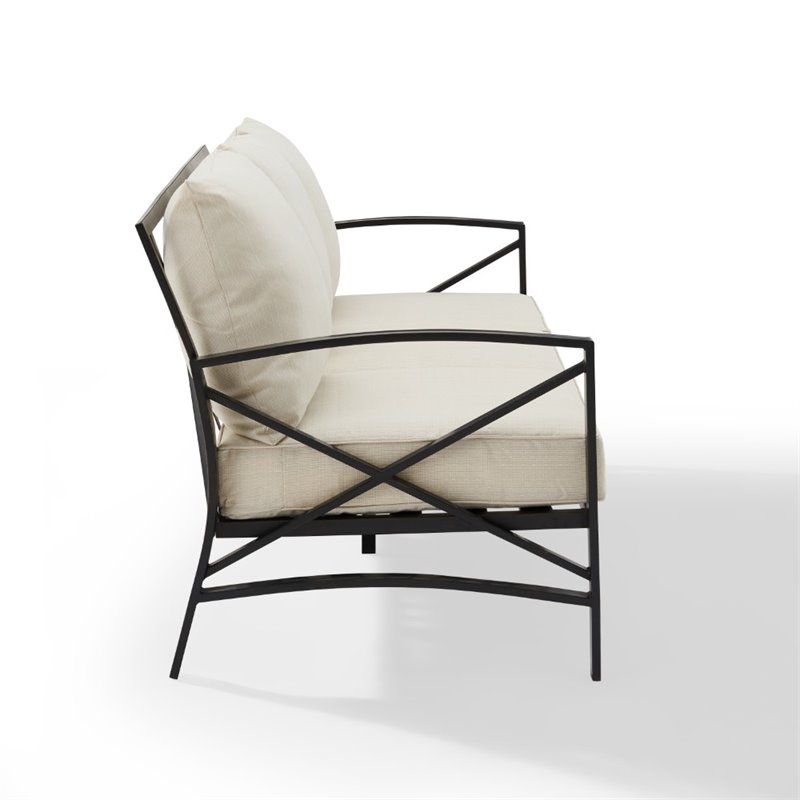 Crosley Furniture Kaplan Outdoor Metal Sofa in Oatmeal/Oil Rubbed Bronze
