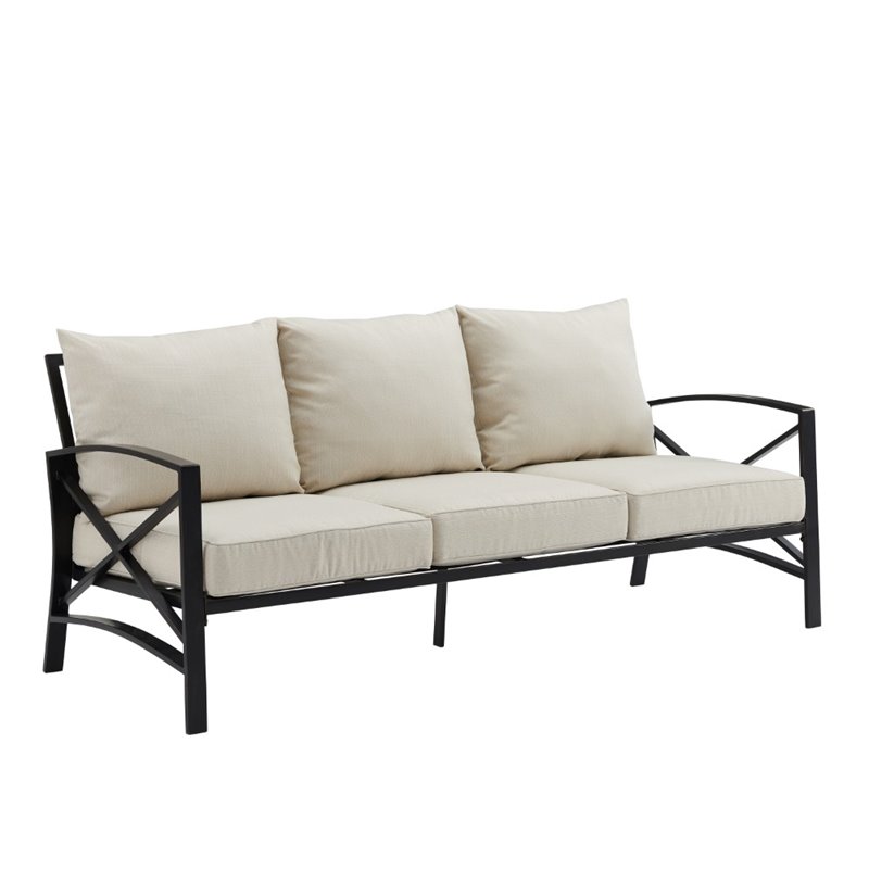 Crosley Furniture Kaplan Outdoor Metal Sofa in Oatmeal/Oil Rubbed Bronze