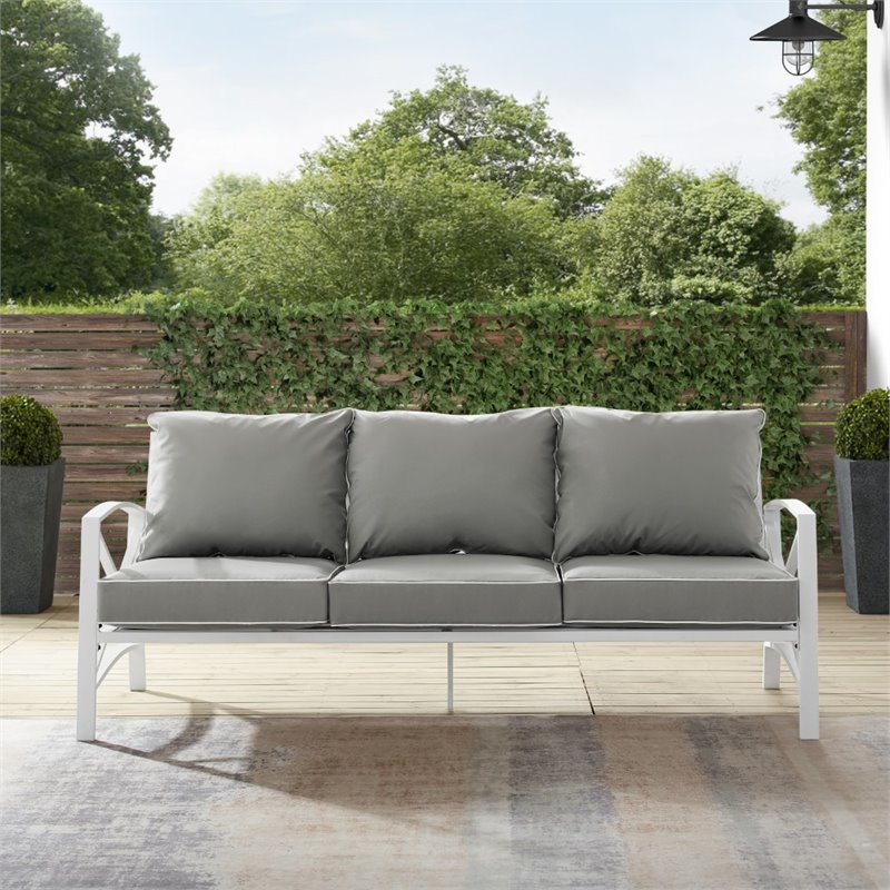 Crosley Kaplan Outdoor Metal Sofa in Gray Cymax Business