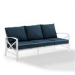 Crosley Kaplan Outdoor Metal Sofa in Navy/White