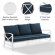 Crosley Kaplan Outdoor Metal Sofa in Navy/White