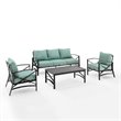 Crosley Furniture Kaplan 4 Piece Metal Outdoor Sofa Set in Mist Green