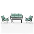 Crosley Furniture Kaplan 4 Piece Metal Outdoor Sofa Set in Mist Green