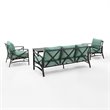 Crosley Furniture Kaplan 4 Piece Metal Outdoor Sofa Set in Mist Green