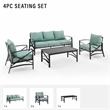 Crosley Furniture Kaplan 4 Piece Metal Outdoor Sofa Set in Mist Green