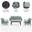 Crosley Furniture Kaplan 4 Piece Metal Outdoor Sofa Set in Mist Green