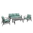 Crosley Furniture Kaplan 4 Piece Metal Outdoor Sofa Set in Mist Green
