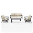 Crosley Furniture Kaplan 4 Piece Metal Outdoor Sofa Set in Oatmeal