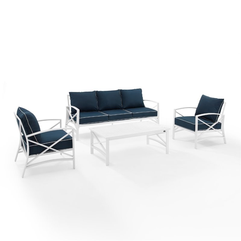 Crosley Kaplan 4 Piece Outdoor Sofa Set in Navy ...