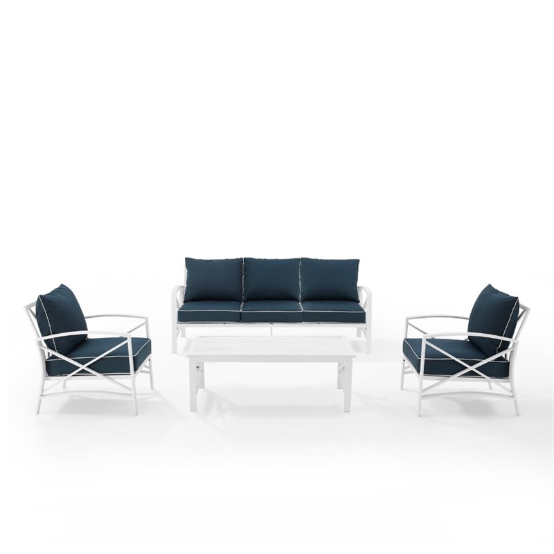 Crosley Kaplan 4 Piece Outdoor Sofa Set in Navy ...