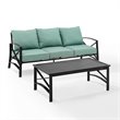 Crosley Furniture Kaplan 2 Piece Metal Outdoor Sofa Set in Mist Green