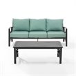 Crosley Furniture Kaplan 2 Piece Metal Outdoor Sofa Set in Mist Green
