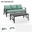 Crosley Furniture Kaplan 2 Piece Metal Outdoor Sofa Set in Mist Green