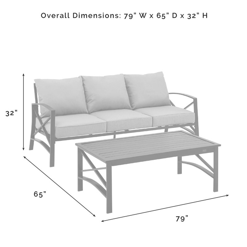 Crosley Furniture Kaplan 2 Piece Metal Outdoor Sofa Set in Oatmeal