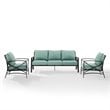 Crosley Furniture Kaplan 3 Piece Metal Outdoor Sofa Set in Mist Green