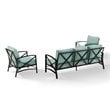 Crosley Furniture Kaplan 3 Piece Metal Outdoor Sofa Set in Mist Green