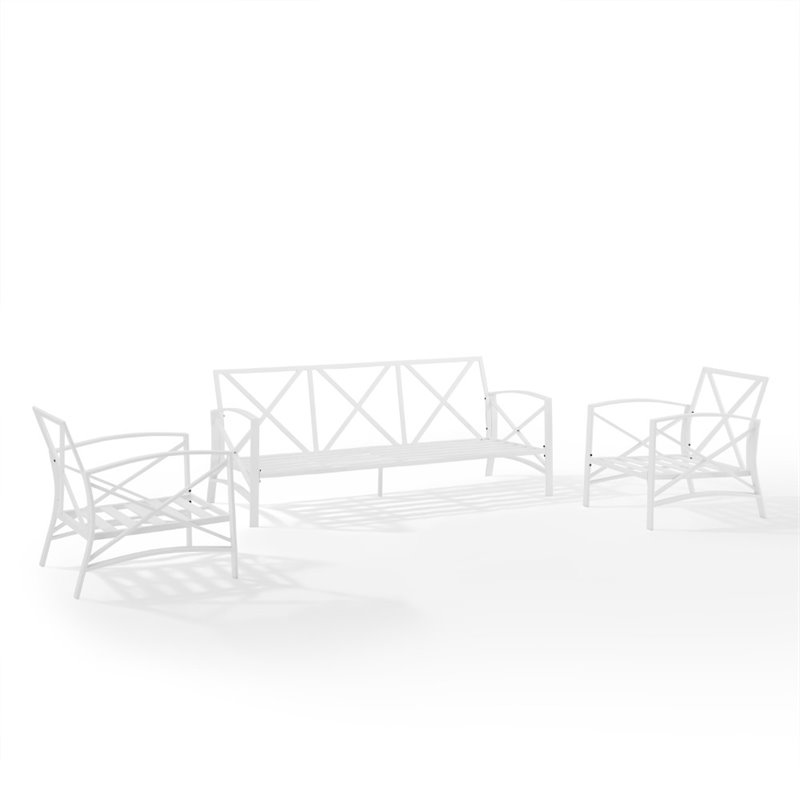 Crosley Kaplan 3 Piece Outdoor Sofa Set in Navy ...
