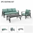 Crosley Furniture Kaplan 3 Piece Metal Outdoor Sofa Set in Mist Green