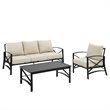 Crosley Furniture Kaplan 3 Piece Metal Outdoor Sofa Set in Oatmeal