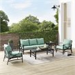 Crosley Furniture Kaplan 5 Piece Metal Outdoor Sofa Set in Mist Green