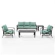 Crosley Furniture Kaplan 5 Piece Metal Outdoor Sofa Set in Mist Green