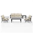 Crosley Furniture Kaplan 5 Piece Metal Outdoor Sofa Set in Oatmeal