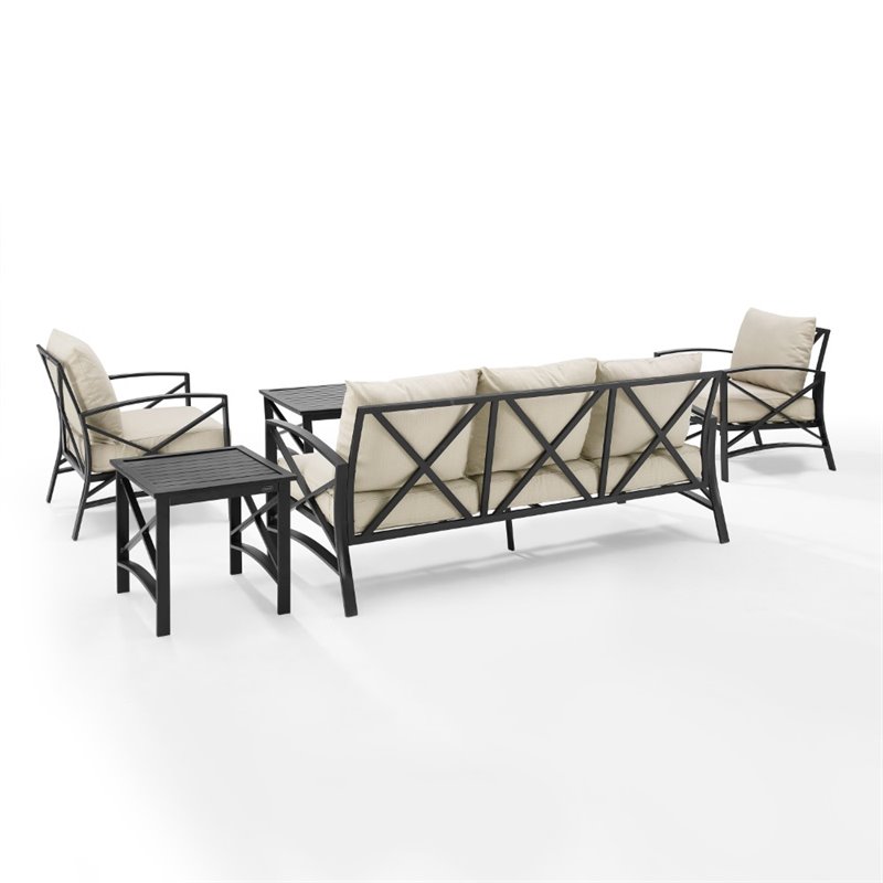Crosley Furniture Kaplan 5 Piece Metal Outdoor Sofa Set in Oatmeal