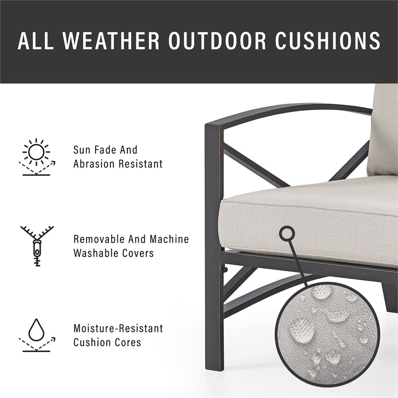 Crosley Furniture Kaplan 5 Piece Metal Outdoor Sofa Set in Oatmeal