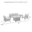 Crosley Furniture Kaplan 5Pc Metal Outdoor Sofa Set & Fire Table in Mist Green
