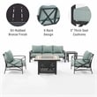 Crosley Furniture Kaplan 5Pc Metal Outdoor Sofa Set & Fire Table in Mist Green