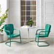 Crosley Furniture Ridgeland 3 Piece Metal Outdoor Bistro Set in Turquoise Gloss