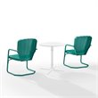 Crosley Furniture Ridgeland 3 Piece Metal Outdoor Bistro Set in Turquoise Gloss