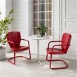Crosley Furniture Ridgeland 3 Piece Metal Outdoor Bistro Set in Bright Red Gloss
