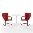 Crosley Furniture Ridgeland 3 Piece Metal Outdoor Bistro Set in Bright Red Gloss