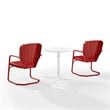 Crosley Furniture Ridgeland 3 Piece Metal Outdoor Bistro Set in Bright Red Gloss