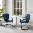 Crosley Furniture Ridgeland 3 Piece Metal Outdoor Bistro Set in Navy Gloss