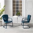 Crosley Furniture Ridgeland 3 Piece Metal Outdoor Bistro Set in Navy Gloss