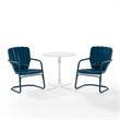 Crosley Furniture Ridgeland 3 Piece Metal Outdoor Bistro Set in Navy Gloss