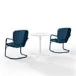 Crosley Furniture Ridgeland 3 Piece Metal Outdoor Bistro Set in Navy Gloss