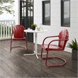 Crosley Furniture Tulip 3 Piece Metal Outdoor Bistro Set in Bright Red