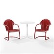 Crosley Furniture Tulip 3 Piece Metal Outdoor Bistro Set in Bright Red