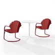 Crosley Furniture Tulip 3 Piece Metal Outdoor Bistro Set in Bright Red
