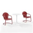 Crosley Furniture Tulip 3 Piece Metal Outdoor Bistro Set in Bright Red