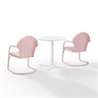 Crosley Furniture Tulip 3 Piece Metal Outdoor Bistro Set in Pastel Pink