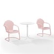 Crosley Furniture Tulip 3 Piece Metal Outdoor Bistro Set in Pastel Pink