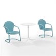 Crosley Furniture Tulip 3 Piece Metal Outdoor Bistro Set in Light Blue
