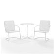 Crosley Furniture Bates 3 Piece Metal Outdoor Bistro Set in White Gloss