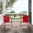 Crosley Furniture Bates 3 Piece Metal Outdoor Bistro Set in Bright Red Gloss