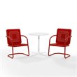 Crosley Furniture Bates 3 Piece Metal Outdoor Bistro Set in Bright Red Gloss