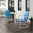 Crosley Furniture Griffith 3 Piece Metal Outdoor Bistro Set in Light Blue Gloss